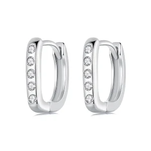 PANDORA Style Семпли D-образни обеци - BSE1084-WH (изображение за) PANDORA Style Семпли D-образни обеци - BSE1084-WH