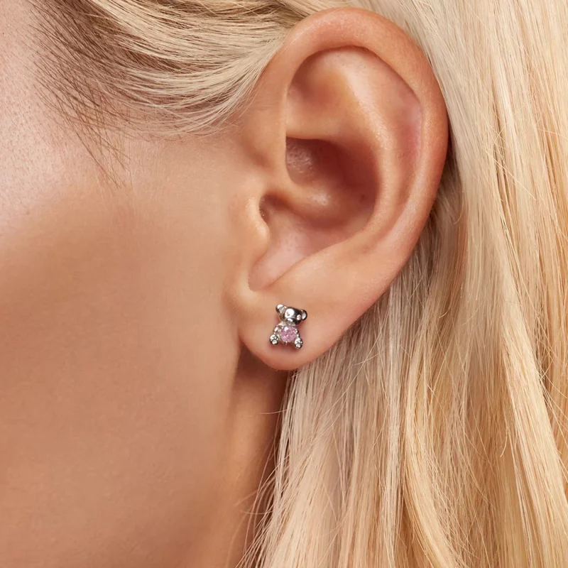 (изображение за) PANDORA Style Love Bear Earrings - SCE1774 - Преглед 5