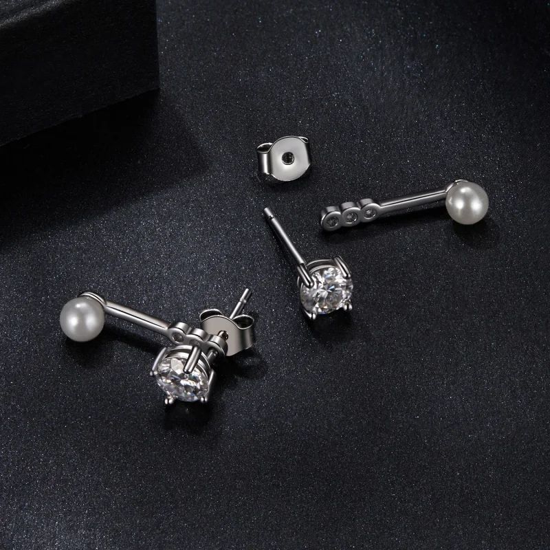 (изображение за) PANDORA Style Семпли предни и задни обеци (два сертификата) - MSE068 - Преглед 4