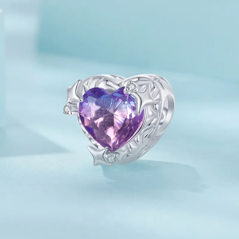 (изображение за) PANDORA Style Лилаво розово градиентно сърце - SCC2824 - Преглед 2