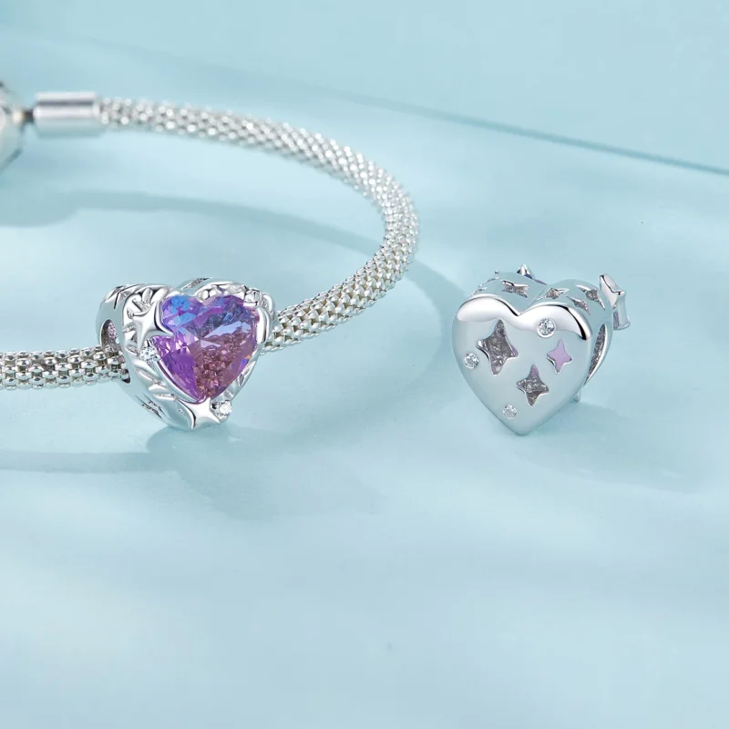 (изображение за) PANDORA Style Лилаво розово градиентно сърце - SCC2824 - Преглед 4
