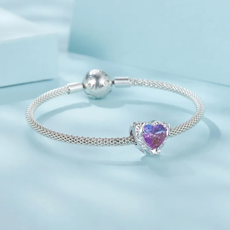 (изображение за) PANDORA Style Лилаво розово градиентно сърце - SCC2824 - Преглед 5