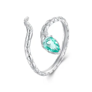 (изображение за) PANDORA Style Малък пръстен със зелена змия - SCR1057-E