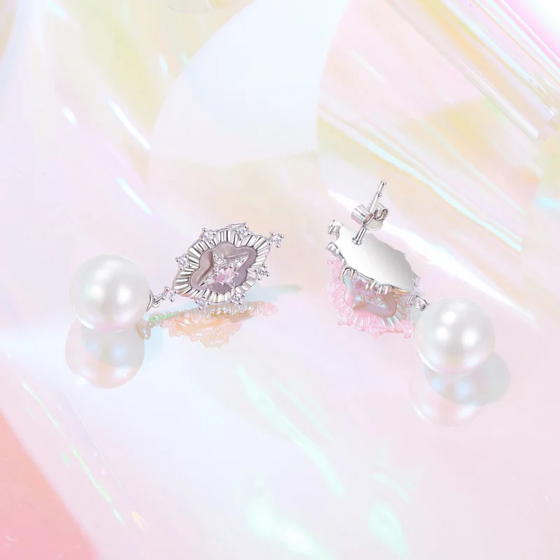 (изображение за) PANDORA Style Starlight розови обеци - YIE246 - Преглед 4