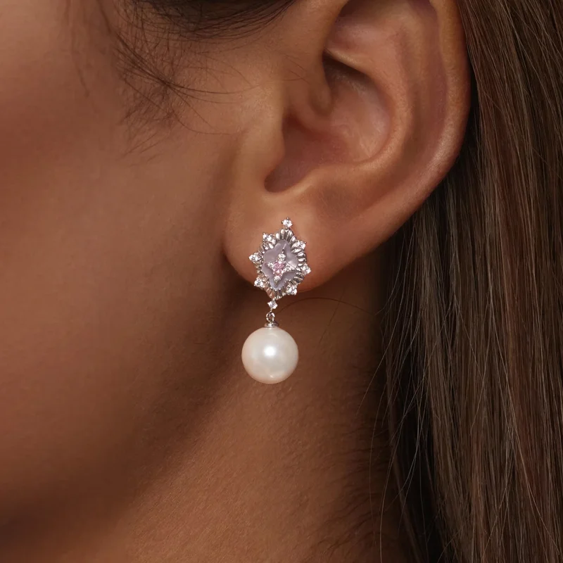(изображение за) PANDORA Style Starlight розови обеци - YIE246 - Преглед 6