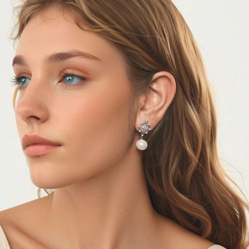(изображение за) PANDORA Style Starlight розови обеци - YIE246 - Преглед 7