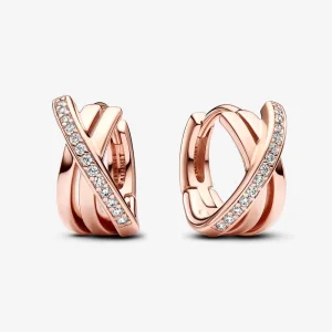 (изображение за) Обеци Pandora Crossover Pavé Hoop - 283150C01