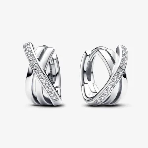 (изображение за) Обеци Pandora Crossover Pavé Hoop - 293150C01