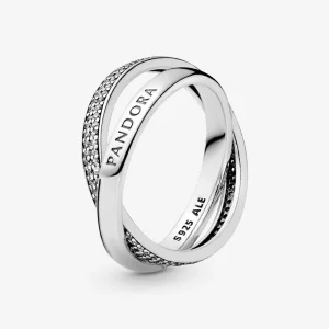 (изображение за) Преплетено лого на Pandora и пръстен Pavé - 196547CZ