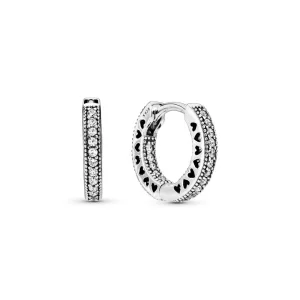 (изображение за) Обеци Pandora Pavé Heart Hoop - 296317CZ
