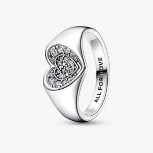 (изображение за) Пръстен с печат Pandora Radiant Heart Pavé - 192491C01
