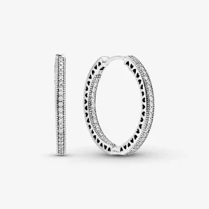 (изображение за) Обеци Pandora Sparkle and Hearts Hoop - 296319CZ