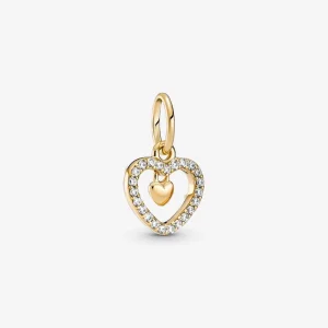 Висящ талисман Pandora Sparkling Double Heart - 759142C01 (изображение за) Висящ талисман Pandora Sparkling Double Heart - 759142C01