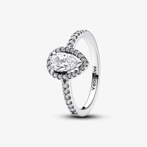 (изображение за) Пръстен Pandora Sparkling Pear Halo - 192835C01
