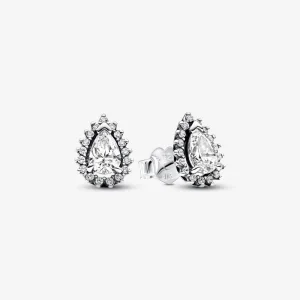 (изображение за) Обеци Pandora Sparkling Pear Halo Stud Earrings - 292834C01