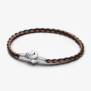 Disney The Lion King Clasp Pandora Moments Плетена кожена гривна - 593361C01 (изображение за) Disney The Lion King Clasp Pandora Moments Плетена кожена гривна - 593361C01