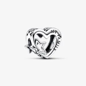 Pandora Ажурна семейна талисман със сърце и звезда - 792829C00 (изображение за) Pandora Ажурна семейна талисман със сърце и звезда - 792829C00