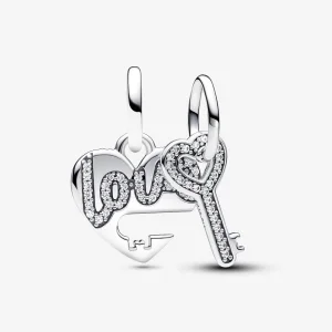 Pandora Висящ талисман със сърце и ключ - 793081C01 (изображение за) Pandora Висящ талисман със сърце и ключ - 793081C01