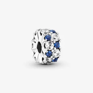 (изображение за) Pandora Clear & Blue Sparkling Clip Charm - 799171C01
