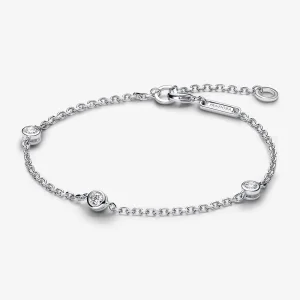 (изображение за) Pandora Era Bezel Lab-grown Diamond Station Chain Гривна 0.30 карата tw стерлингово сребро - 593109C01