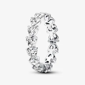 Pandora Row of Hearts Eternity Ring - 193103C01 (изображение за) Pandora Row of Hearts Eternity Ring - 193103C01