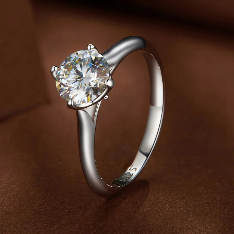 (изображение за) Пандора стил 1 каратов Moissanite годежен пръстен - MSR033 - Преглед 2