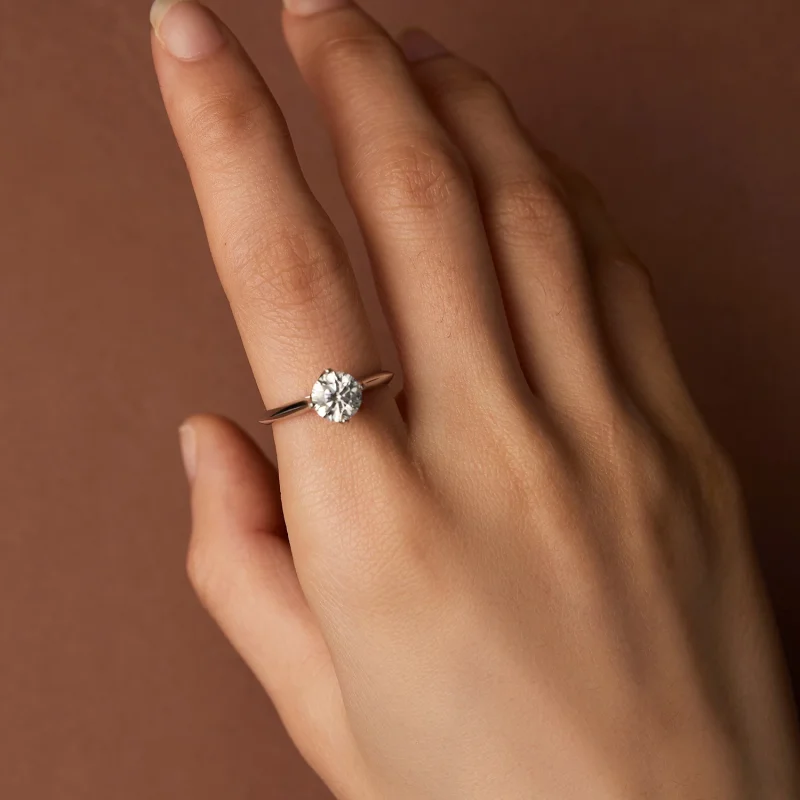(изображение за) Пандора стил 1 каратов Moissanite годежен пръстен - MSR033 - Преглед 6