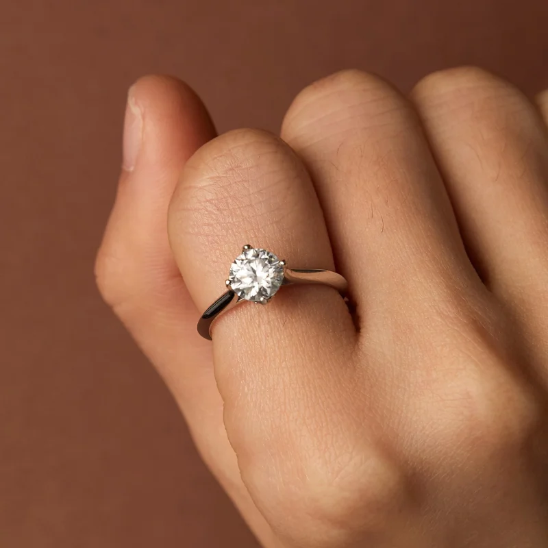 (изображение за) Пандора стил 1 каратов Moissanite годежен пръстен - MSR033 - Преглед 7