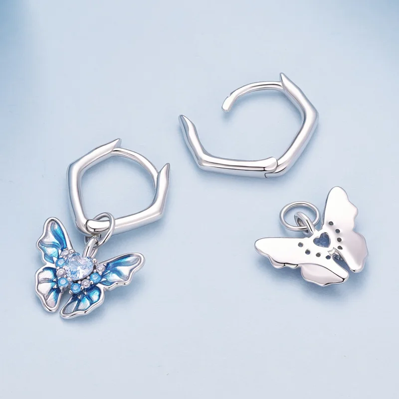 (изображение за) Пандора стил Метлички обици с пеперуда - BSE845 - Преглед 4