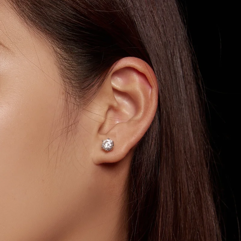 (изображение за) Пандора стил Един карат Четири когъла Моисанит Стикери за Уши - - Преглед 7