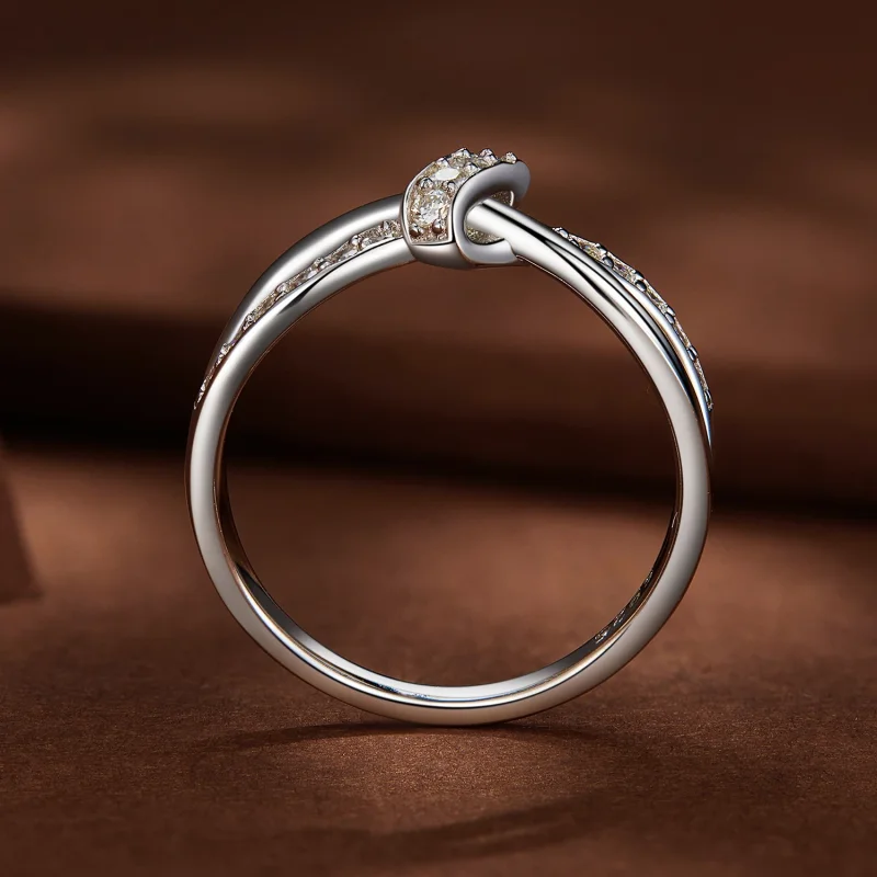 (изображение за) Pandora стил кръстовидно пренавит Moissanite пръстен - MSR031 - Преглед 4