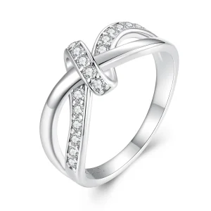 (изображение за) Pandora стил кръстовидно пренавит Moissanite пръстен - MSR031
