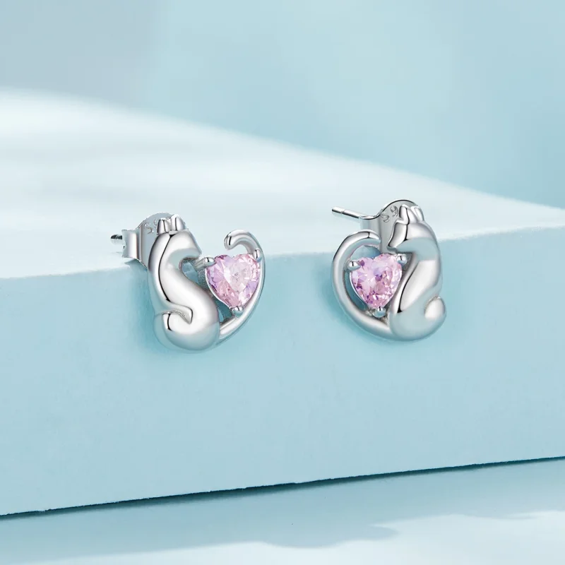 (изображение за) Pandora стил Котка Обеци с штифт - SCE1591-A - Преглед 2