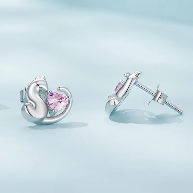 (изображение за) Pandora стил Котка Обеци с штифт - SCE1591-A - Преглед 3