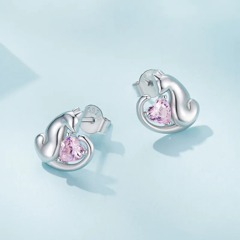 (изображение за) Pandora стил Котка Обеци с штифт - SCE1591-A - Преглед 4
