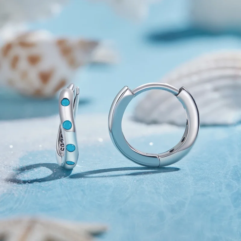 (изображение за) Pandora стил Вълнови Обици - SCE1593 - Преглед 2