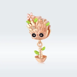 (изображение за) Талисман 14K розово златно покритие в стил Пандора Бебе Groot - 