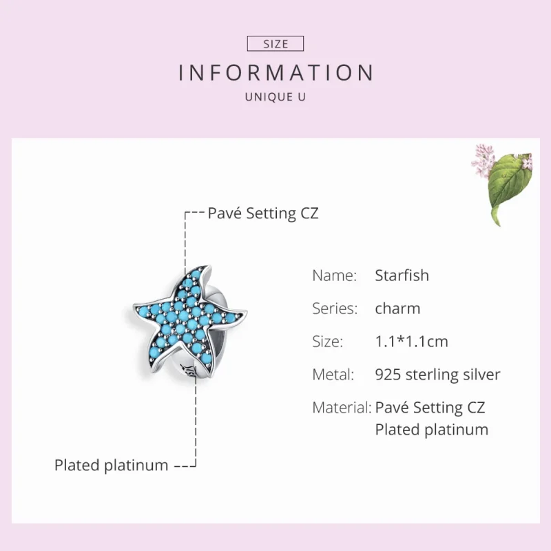 (изображение за) Сребърен талисманв стил Пандора Морска звезда - SCC1313 - Преглед 3