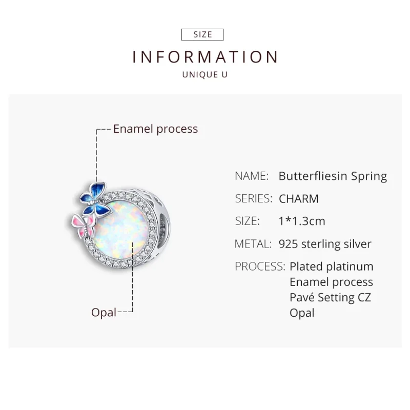 (изображение за) Сребърен талисманв стил Пандора Пеперуди през пролетта - SCC1730 - Преглед 8