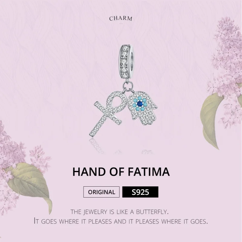 (изображение за) Сребърна Талисман висулки в стил Пандора Ръката на Фатима - BSC0 - Преглед 6