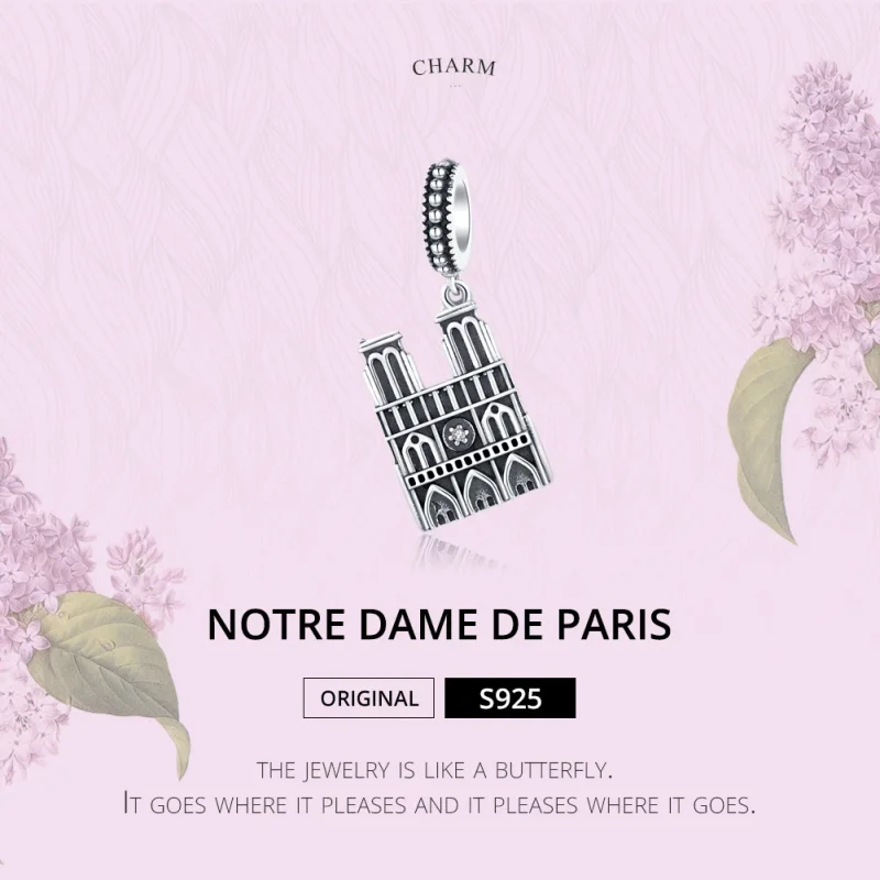 (изображение за) Сребърна Талисман висулки в стил Пандора Motre Dame De Paris - S - Преглед 6