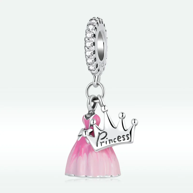 (изображение за) Сребърна Талисман висулки в стил Пандора Принцеса рокля корона - - Преглед 2
