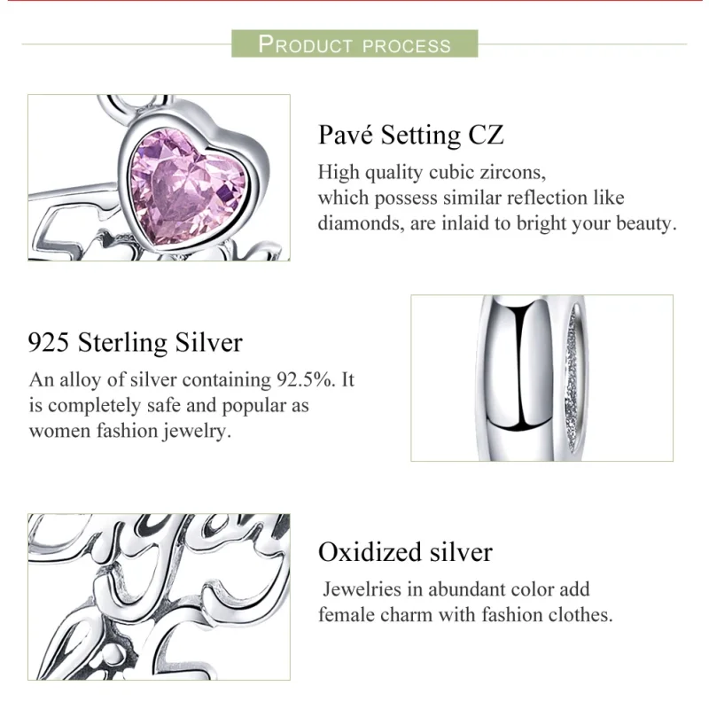 (изображение за) Сребърна Талисман висулки в стил Пандора Любовен живот - SCC907 - Преглед 7