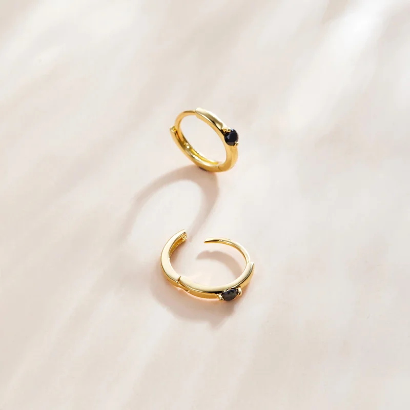 (изображение за) Обици тип халка 14K златно покритие в стил Пандора Топка - SCE10 - Преглед 3