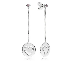 (изображение за) Висящи обеци PANDORA Pure Love, розово фуксия CZ - 296577FPC