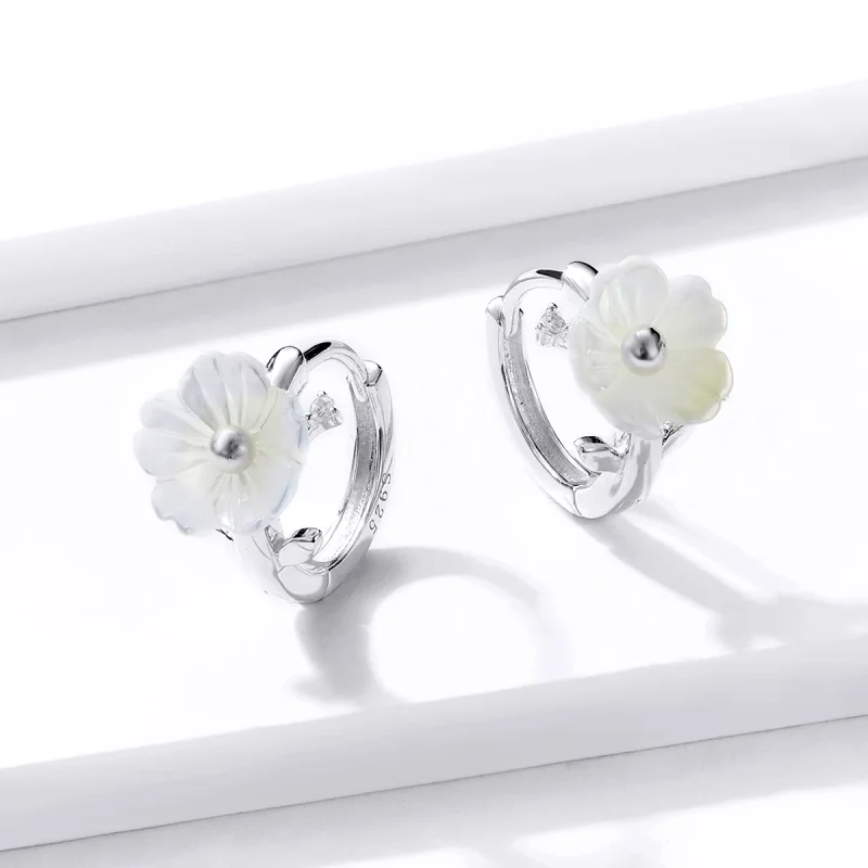 (изображение за) Сребърна Обици тип халка в стил Пандора Чисти цветя - BSE321 - Преглед 3