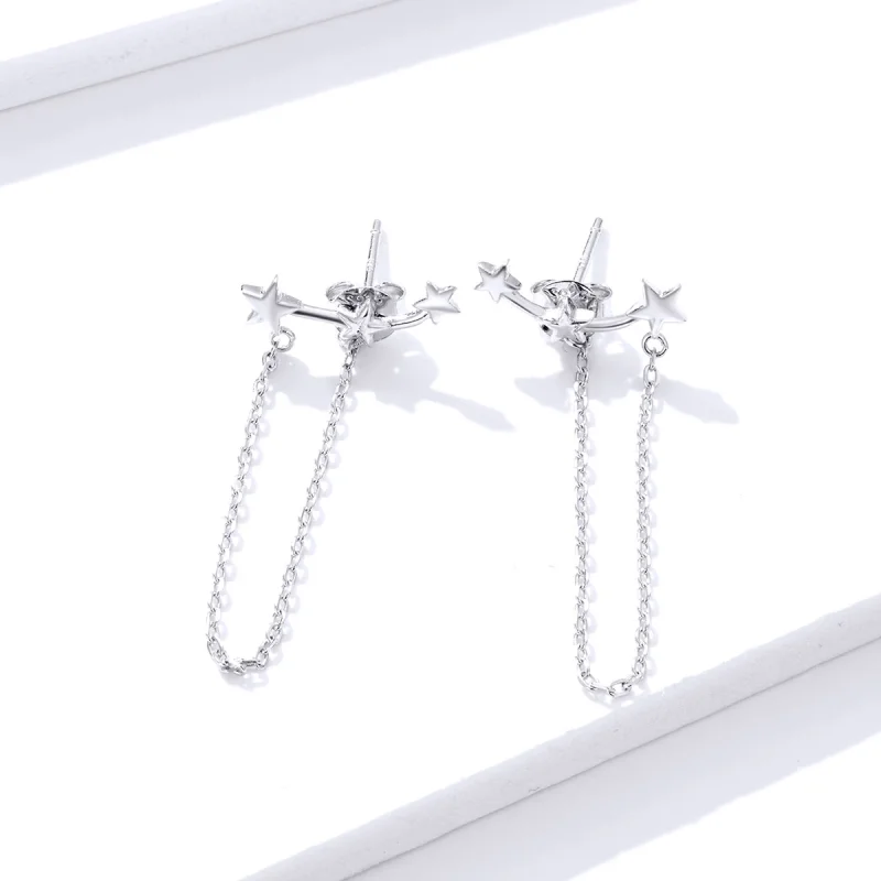 (изображение за) Сребърна Висящи обици в стил Пандора Звездно - BSE361 - Преглед 2