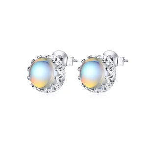 Сребърна Обици на винт в стил Пандора Crown Moonstone - SCE877 (изображение за) Сребърна Обици на винт в стил Пандора Crown Moonstone - SCE877