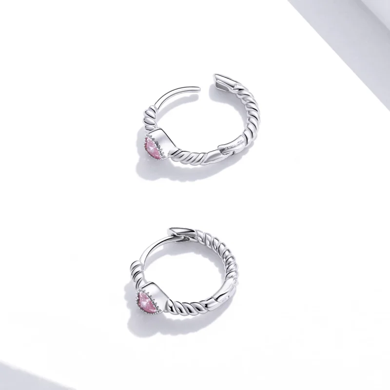 (изображение за) Сребърна Обици тип халка в стил Пандора Чиста любов - SCE1081 - Преглед 2