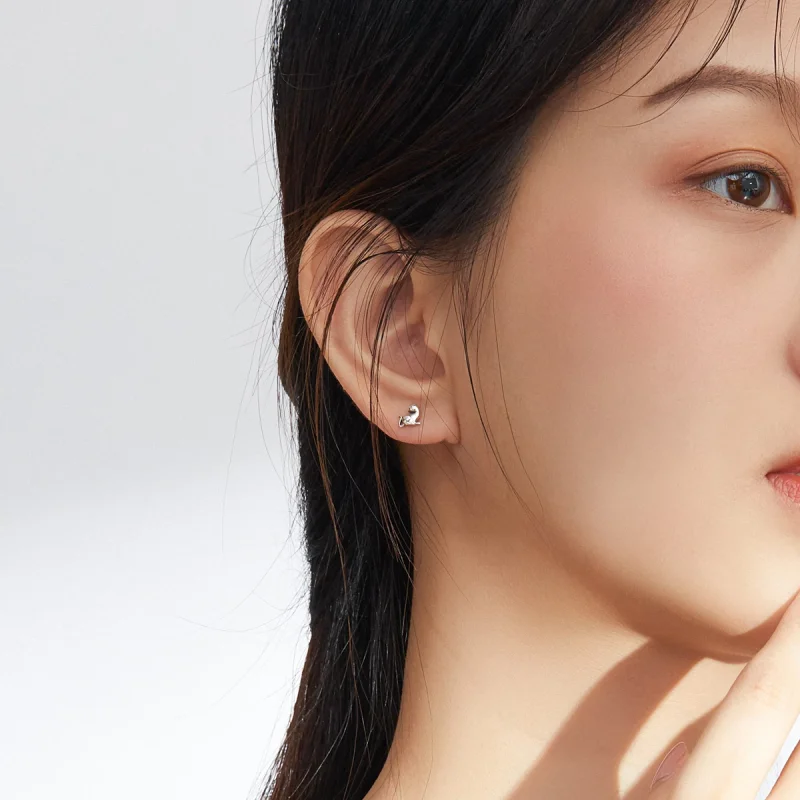 (изображение за) Сребърна Обици на винт в стил Пандора Палава котка - SCE832 - Преглед 5